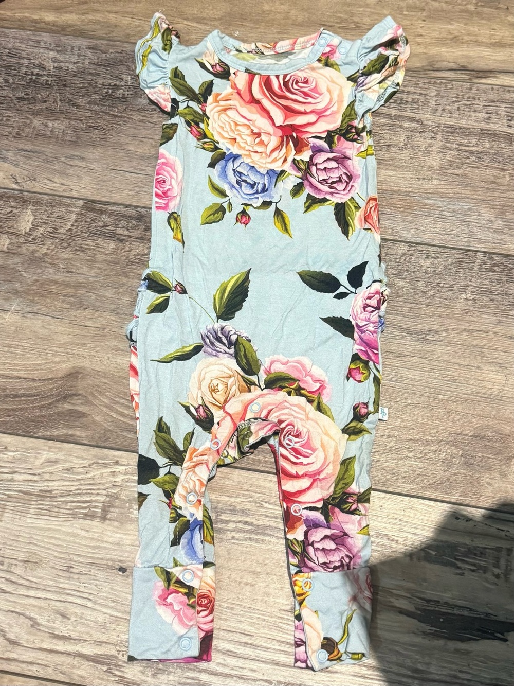Posh Peanut Bamboo Floral Ruffle Romper 9–12M Convertible Footie Boutique Baby